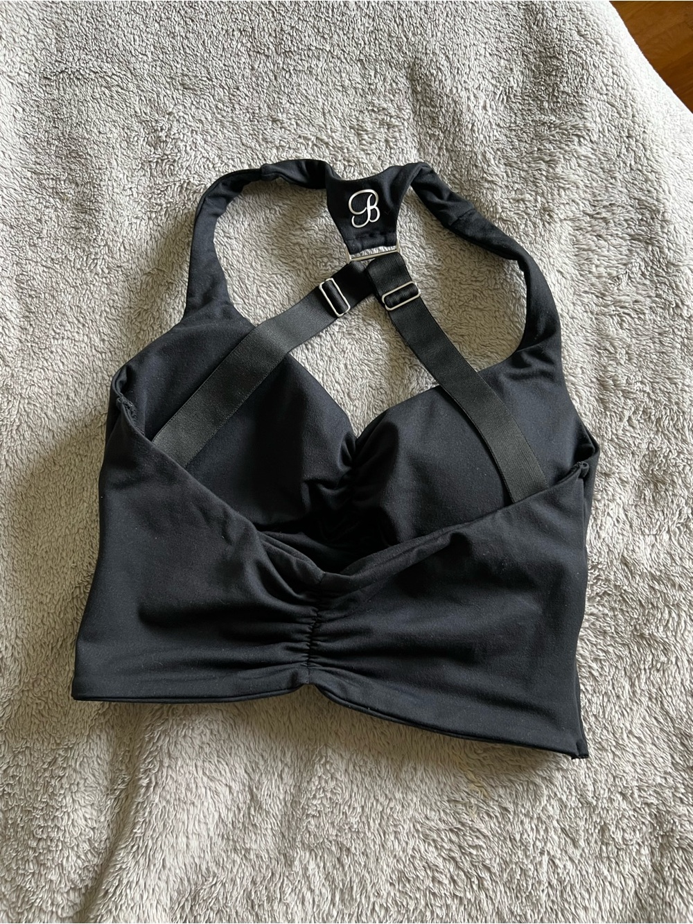 Bombshell Sportswear Black Enhanced Cropped Sports Bra Medium - Picture 2 of 4